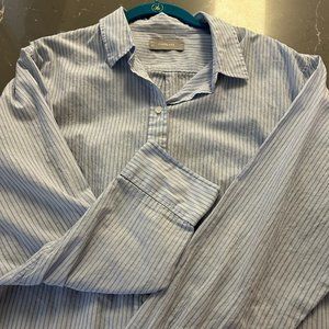 Everlane Button Down Top Blue Pinstripe 16